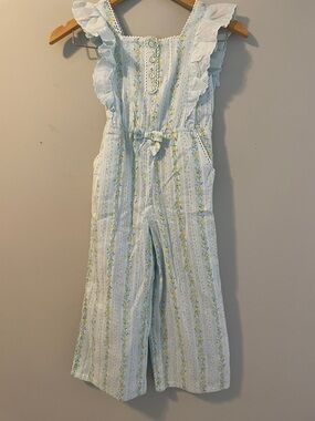Tommy Bahama girls pant jumpsuit. blue/yellow flowers. size:6. like new